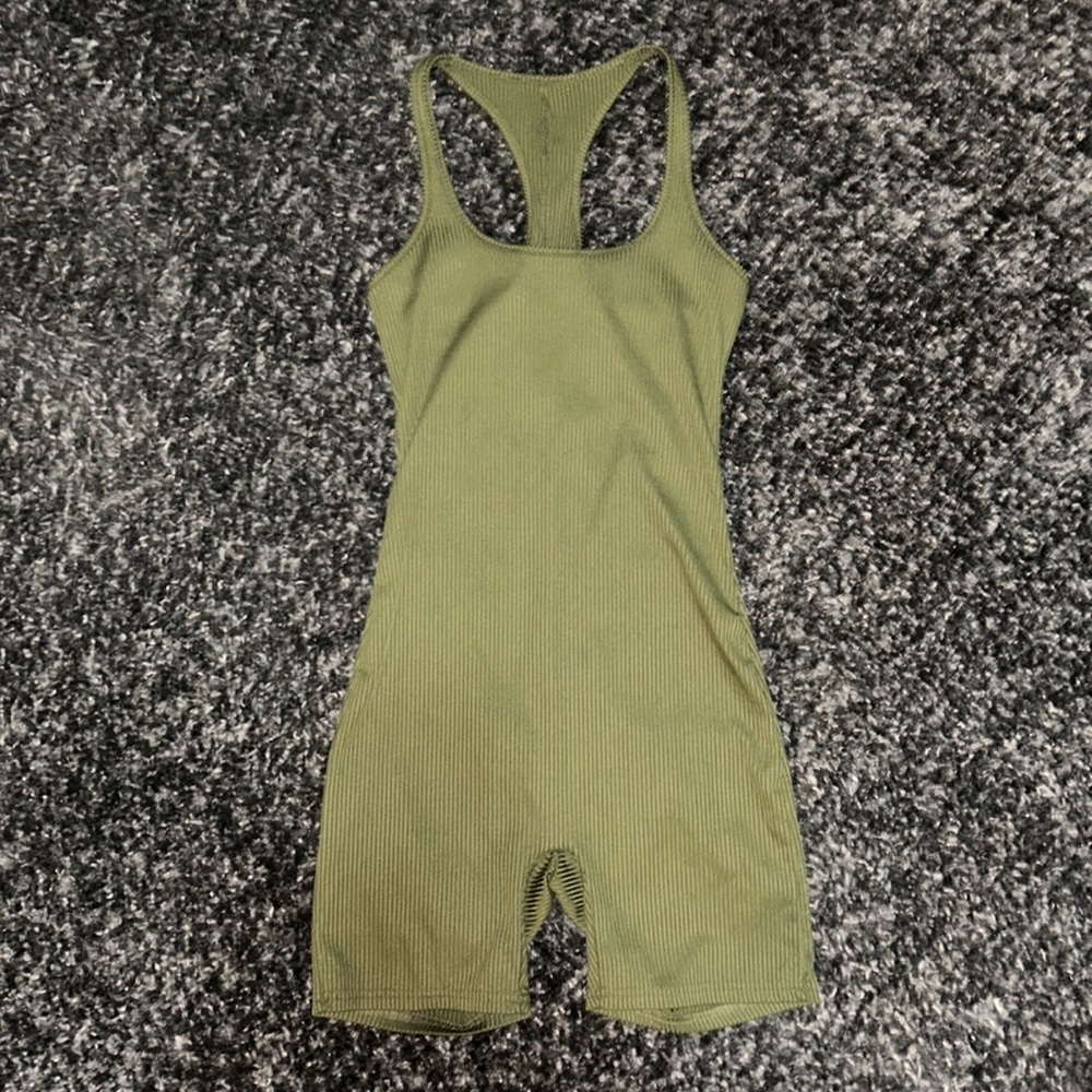 Green Ribbed Bodysuit